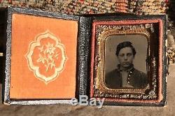 1/16 plate fully cased tintype of a Civil War soldier, 1860s, gilded buttons