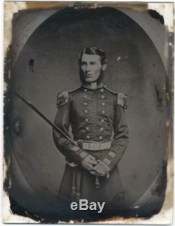 1/2 plate ambrotype of a pre civil war soldier