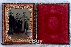 1/4 Plate Tintype Photograph CIVIL War 3 Young Soldiers Chaplins Holding Bible