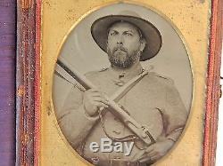 1/4 Plate Civil War Tintype Photograph Confederate CS Soldier Case Reenactor