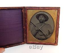 1/4 Plate Civil War Tintype Photograph Confederate CS Soldier Case Reenactor