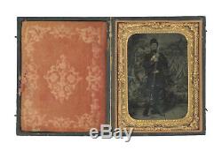 1/4 Plate Civil War Tintype of Union Soldier Armed with Musket
