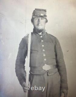 1/4 plate Union Ambrotype Of Armed Soldier Standing
