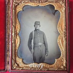1/4 plate Union Ambrotype Of Armed Soldier Standing
