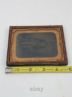 1/4th Plate Tintype US Civil War Soldier Armed Stamp on Back Union