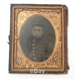 1/6 6th Plate Antique Tintype Photo Civil War Soldier