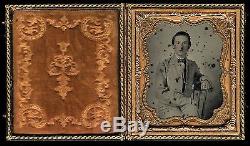 1/6 Cased Ambrotype Photo Young Civil War Confederate Soldier c. 1862