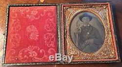 1/6 Plate Ambrotype, double-armed Civil War Soldier