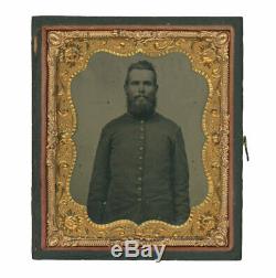 1/6 Plate Civil War Tintype of Bearded Union Infantry Soldier