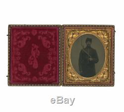 1/6 Plate Civil War Tintype of Double Armed Union Soldier 1842 Springfield