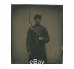 1/6 Plate Civil War Tintype of Double Armed Union Soldier 1842 Springfield