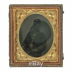 1/6 Plate Civil War Tintype of New York Soldier SNY Belt Plate