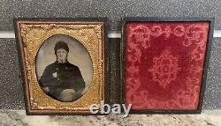 1/6 Sixth Plate Tintype Civil War Soldier WithHat Antique Tintype Original