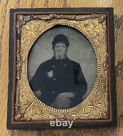 1/6 Sixth Plate Tintype Civil War Soldier WithHat Antique Tintype Original