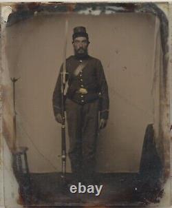 1/6 plate Union Ambrotype Of Armed Soldier Standing