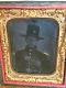 1/9 Plate Civil War Ambrotype of Armed Union Soldier with gilted buttons and plate