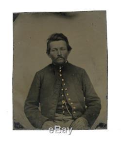 1/9 Plate Civil War Tintype Soldier with Schuykill Arsenal Jacket Union Case