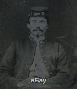 1/9 Plate Civil War Tintype of Seated Union Soldier Half Case
