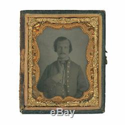 1/9 Plate Civil War Tintype of Somber Confederate Soldier