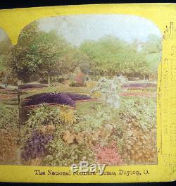 11 Antique Stereoview Cards National Soldiers Home Dayton Civil War Vets Tinted