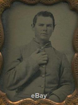 1800's US Civil War Soldier Daguerreotype Photograph Gutta Percha Frame cv2499