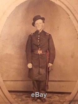 1800s PHOTO OF CIVIL WAR SOLDIER CHAS NAYLOR'S PHILADELPHIA HAND TINTED SWORD