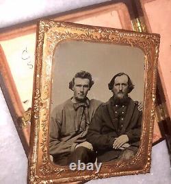 1850s 1860s ID'd Man & Son Maine Photographer Card Civil War Sailors Soldiers