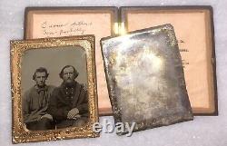 1850s 1860s ID'd Man & Son Maine Photographer Card Civil War Sailors Soldiers