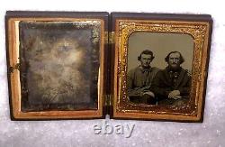 1850s 1860s ID'd Man & Son Maine Photographer Card Civil War Sailors Soldiers