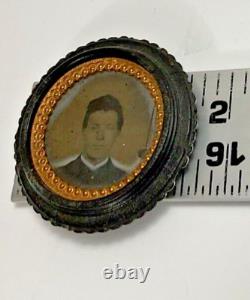 1850s Civil War Soldier Thermoplastic OREO STYLE Photograph Case Tintype Photo