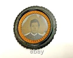 1850s Civil War Soldier Thermoplastic OREO STYLE Photograph Case Tintype Photo