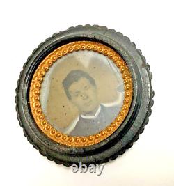 1850s Civil War Soldier Thermoplastic OREO STYLE Photograph Case Tintype Photo