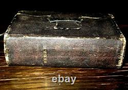 1860 HOLY BIBLE Civil War AMERICAN Leather ANTIQUE Pocket SOLDIER Noble FAMILY