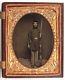 1860's CIVIL WAR 1/4 PLATE TINTYPE PHOTOGRAPH OF DOUBLE ARMED UNION SOLDIER