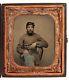 1860's CIVIL WAR 1/6 PLATE TINTYPE PHOTOGRAPH OF A UNION SOLDIER with HAND TINTING