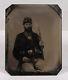 1860's CIVIL WAR TINTYPE PHOTOGRAPH OF UNION ARMY SOLDIER ARMED WITH RIFLE