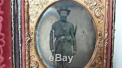 1860's Civil War Ambrotype of armed soldier/Historical Collectable/Hardee Hat