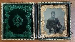 1860's Civil War Soldier In Uniform AMBROTYPE TINTYPE Photograph