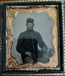 1860's Civil War Soldier In Uniform AMBROTYPE TINTYPE Photograph