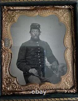 1860's Civil War Soldier In Uniform AMBROTYPE TINTYPE Photograph