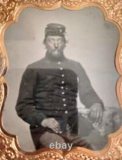 1860's Civil War Soldier In Uniform AMBROTYPE TINTYPE Photograph