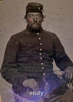 1860's Civil War Soldier In Uniform AMBROTYPE TINTYPE Photograph