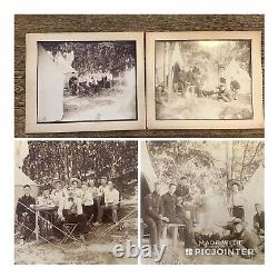 1860s Antique LOT of 2 Civil War PHOTOS CAMP Northern Musician Soldiers (aT)