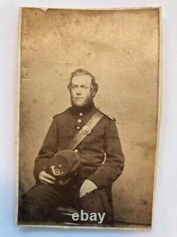 1860s CDV CIVIL WAR SOLDIER HARDEE HAT with 13 Regiment Co A New Haven Conn