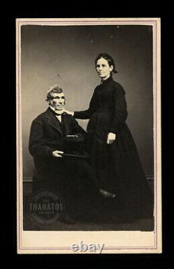 1860s CDV Man & Woman in Mourning Black Dress & Top Hat Civil War Soldier