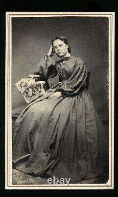 1860s CDV Pensive Teen Girl Big Civil War Tax Stamp Maybe Missing a Soldier