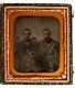 1860s CIVIL WAR 1/6 PLATE TINTYPE PHOTO UNION ARMY SOLDIERS ARMED with REVOLVERS