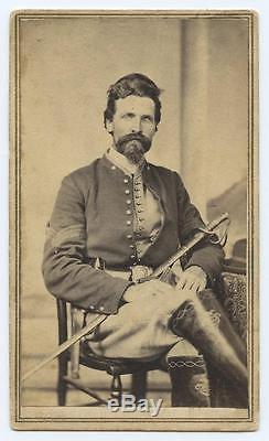 1860s CIVIL WAR SOLDIER CDV ARMED WITH PISTOL & SWORD ALEXANDRIA VA