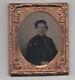 1860s Civil War Ambrotype of Handsome Soldier in Uniform Rare Ironclad Ship Case