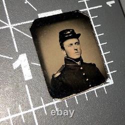 1860s Civil War Soldier Uniform Man Military Hat Antique GEM Tintype PHOTO